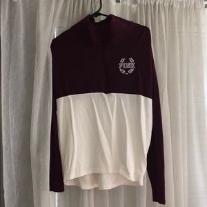 Pink VS crew neck half zip sweatshirt